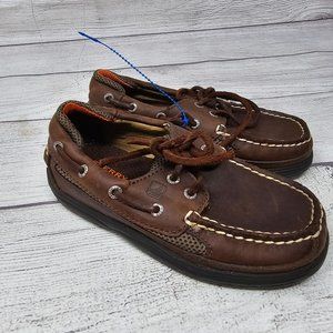 New Sperry Boys Brown Leather Boat Shoes‎ Size 11